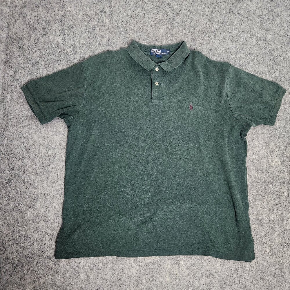 Polo Ralph Lauren VTG 90s Polo Shirt Men XL Green Short Sleeve Pullover Cotton